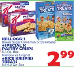 Bravo Supermarkets KELLOGG'S SPECIAL K PASTRY CRISPS 5.3 Oz. Box, RICE KRISPIES TREATS 5.6-6.2 Oz. Box offer