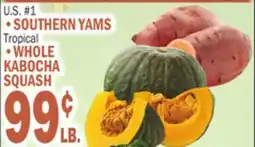 Bravo Supermarkets SOUTHERN YAMS, WHOLE KABOCHA SQUASH offer