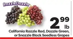Weis Markets California Razzle Red, Dazzle Green, or Snazzle Black Seedless Grapes offer