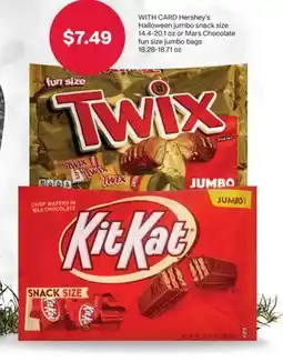 CVS Hershey's Halloween jumbo snack size 14.4-20.1 oz or Mars Chocolate fun size jumbo bags offer