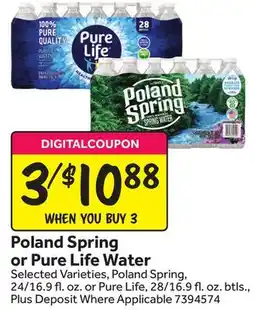 Stop&Shop Poland Spring or Pure Life Water offer