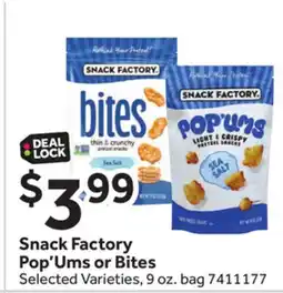 Stop&Shop Snack Factory Pop'Ums or Bites offer