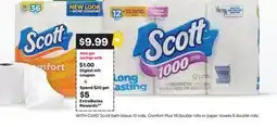 CVS Scott bath tissue 12 rolls, Comfort Plus 18 double rolls or paper towels 6 double rolls offer