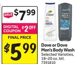 Stop&Shop Dove or Dove Men's Body Wash offer