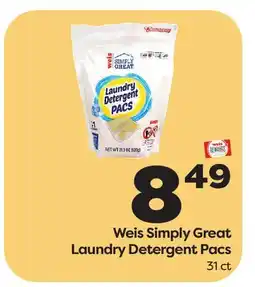 Weis Markets Weis Simply Great Laundry Detergent Pacs offer