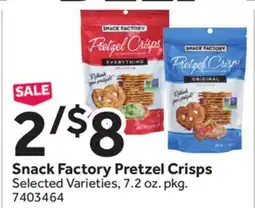 Stop&Shop Snack Factory Pretzel Crisps offer