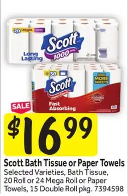 Stop&Shop Scott Bath Tissue or Paper Towels offer