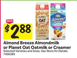 Stop&Shop Almond Breeze Almondmilk or Planet Oat Oatmilk or Creamer offer