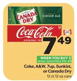 Weis Markets Coke, A & W, 7up, Sunkist, or Canada Dry offer