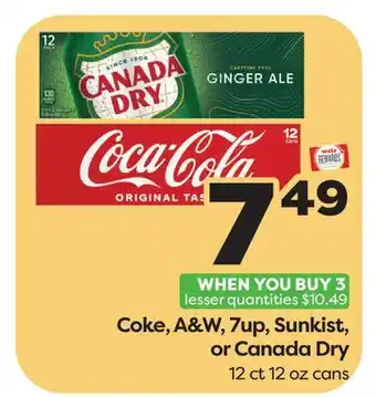 Weis Markets Coke, A & W, 7up, Sunkist, or Canada Dry offer