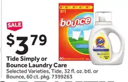 Stop&Shop Tide Simply or Bounce Laundry Care offer
