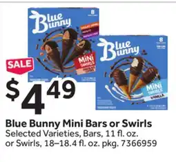 Stop&Shop Blue Bunny Mini Bars or Swirls offer