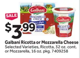 Stop&Shop Galbani Ricotta or Mozzarella Cheese offer