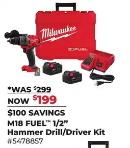 Runnings Milwaukee M18 FUEL 1/2 Hammer Drill/Driver Kit offer