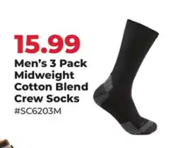 Runnings Men's 3 Pack Midweight Cotton Blend Crew Socks offer