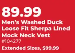 Runnings Men's Washed Duck Loose Fit Sherpa Lined Mock Neck Vest offer