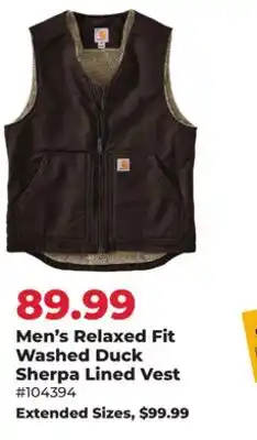 Runnings Men's Relaxed Fit Washed Duck Sherpa Lined Vest offer