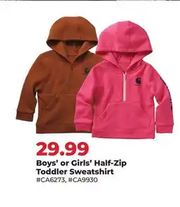Runnings Boys' or Girls' Half-Zip Toddler Sweatshirt offer