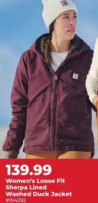 Runnings Women's Loose Fit Sherpa Lined Washed Duck Jacket offer