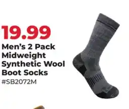 Runnings Men's 2 Pack Midweight Synthetic Wool Boot Socks offer