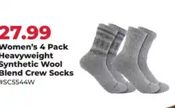 Runnings Women's 4 Pack Heavyweight Synthetic Wool Blend Crew Socks offer
