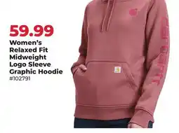 Runnings Women's Relaxed Fit Midweight Logo Sleeve Graphic Hoodie offer