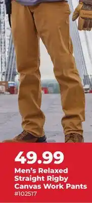 Runnings Men's Relaxed Straight Rigby Canvas Work Pants offer