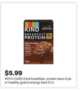 CVS Kind breakfast, protein bars 6 pk. or healthy grains energy bars 5 ct offer