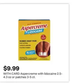 CVS Aspercreme with lidocaine 2.5-4.3 oz or patches 3-5 ct offer