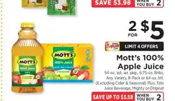 ShopRite Mott's 100% Apple Juice offer