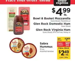ShopRite Bowl & Basket Mozzarella or Glen Rock Domestic Ham or Glen Rock Virginia Ham offer