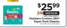 ShopRite Pampers Cruisers 360 Super Pack Diapers offer