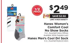 ShopRite Hanes Women's Comfort Cool No Show Socks offer