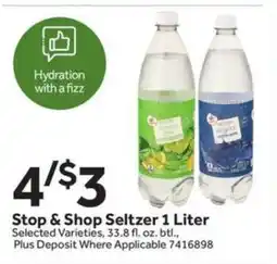 Stop&Shop Stop & Shop Seltzer 1 Liter offer