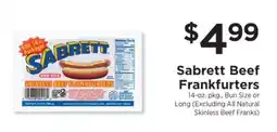 ShopRite Sabrett Beef Frankfurters offer