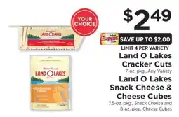 ShopRite Land O Lakes Cracker Cuts & Snack Cheese & Cheese Cubes offer