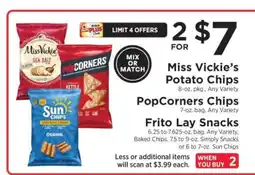 ShopRite Miss Vickie’s Potato Chips, PopCorners Chips, Frito Lay Snacks offer