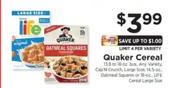 ShopRite Quaker Cereal offer
