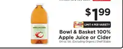 ShopRite Bowl & Basket 100% Apple Juice or Cider offer