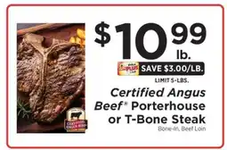 ShopRite Certified Angus Beef Porterhouse or T-Bone Steak offer