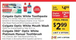 ShopRite Colgate Optic White Toothpaste offer