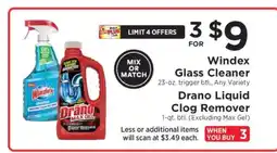 ShopRite Windex Glass Cleaner / Drano Liquid Clog Remover offer