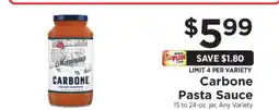 ShopRite Carbone Pasta Sauce offer