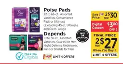 ShopRite Poise Pads / Depends offer