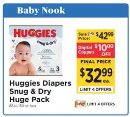 ShopRite Huggies Diapers Snug & Dry Huge Pack offer