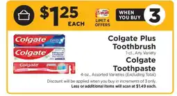 ShopRite Colgate Plus Toothbrush & Colgate Toothpaste offer