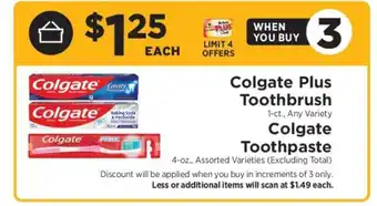 ShopRite Colgate Plus Toothbrush & Colgate Toothpaste offer