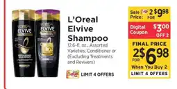 ShopRite L'Oreal Elvive Shampoo offer