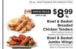 ShopRite Bowl & Basket Breaded Chicken Tenders / Jumbo Wings offer