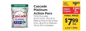 ShopRite Cascade Platinum Action Pacs offer